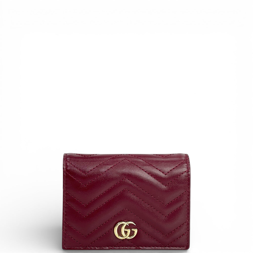 Gucci GG Marmont Small Wallet Matelassé Rosso Ancora Red Leather