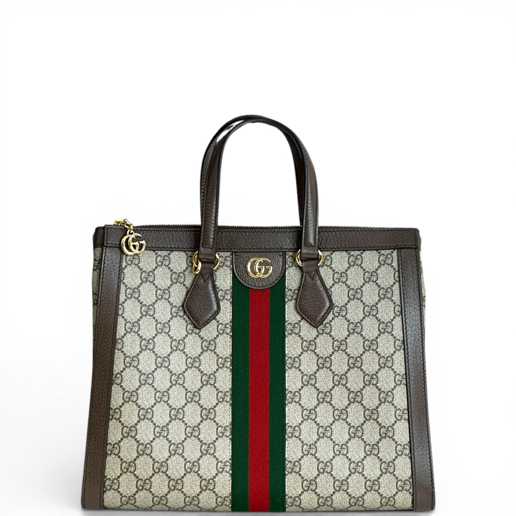 Gucci Ophidia GG Top Handle Bag Large Web Beige GG Supreme Canvas