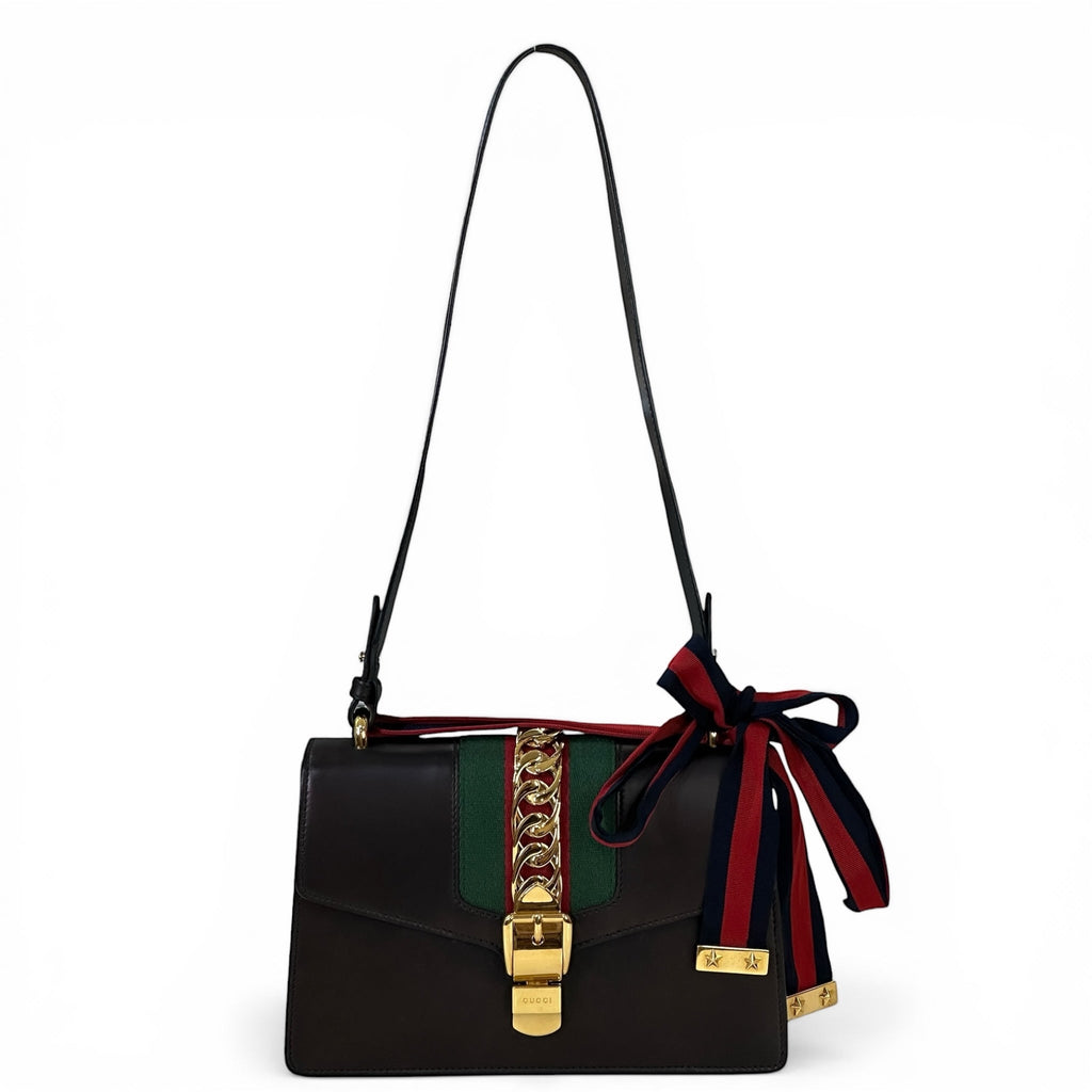 Gucci Sylvie Shoulder Bag Medium Black Leather