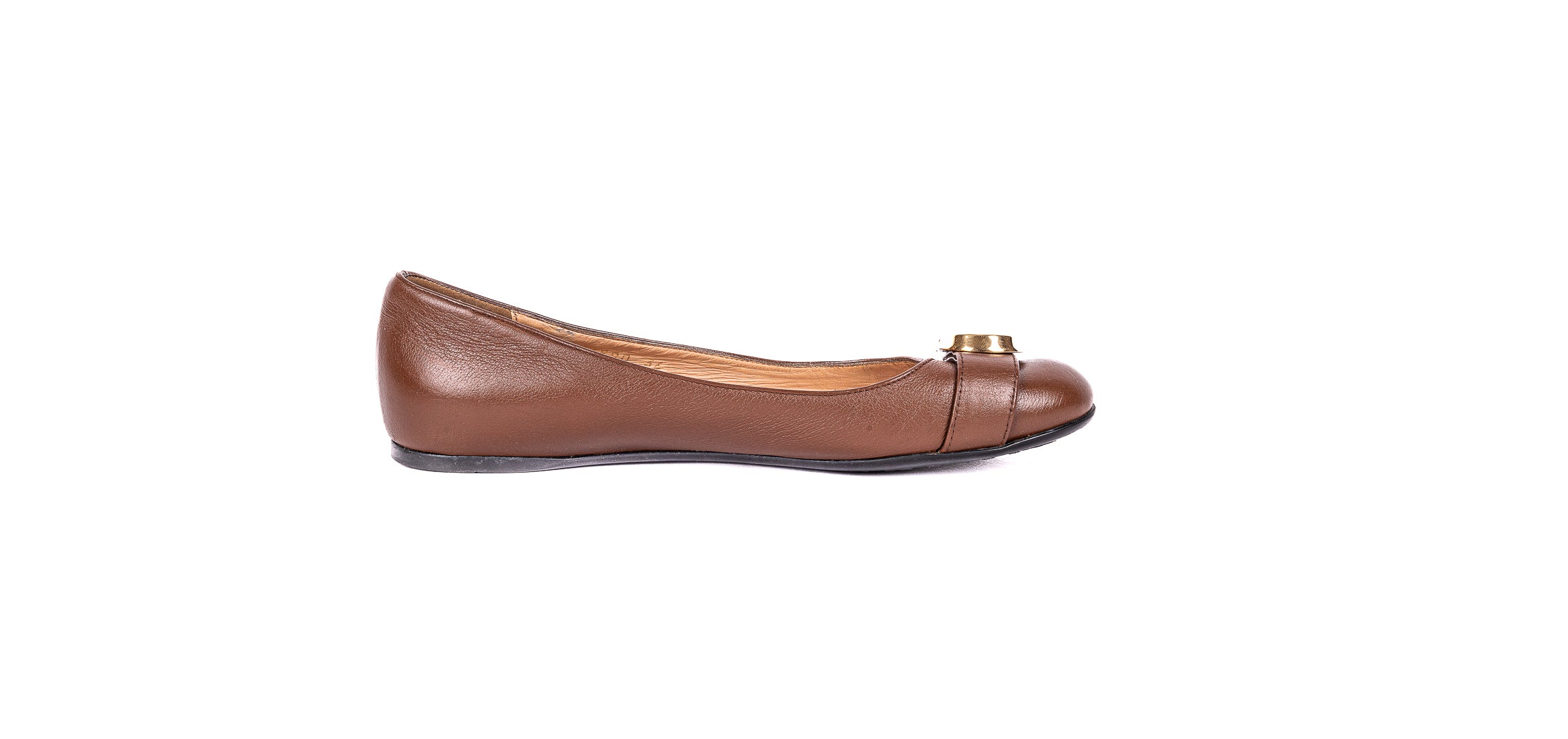 Leather GG Buckle Ballet Flats