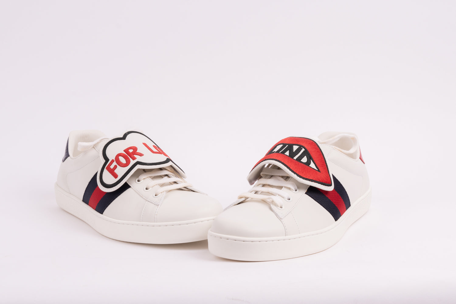 Gucci White Leather 'Blind In Love' Ace Low-Top Sneaker-41