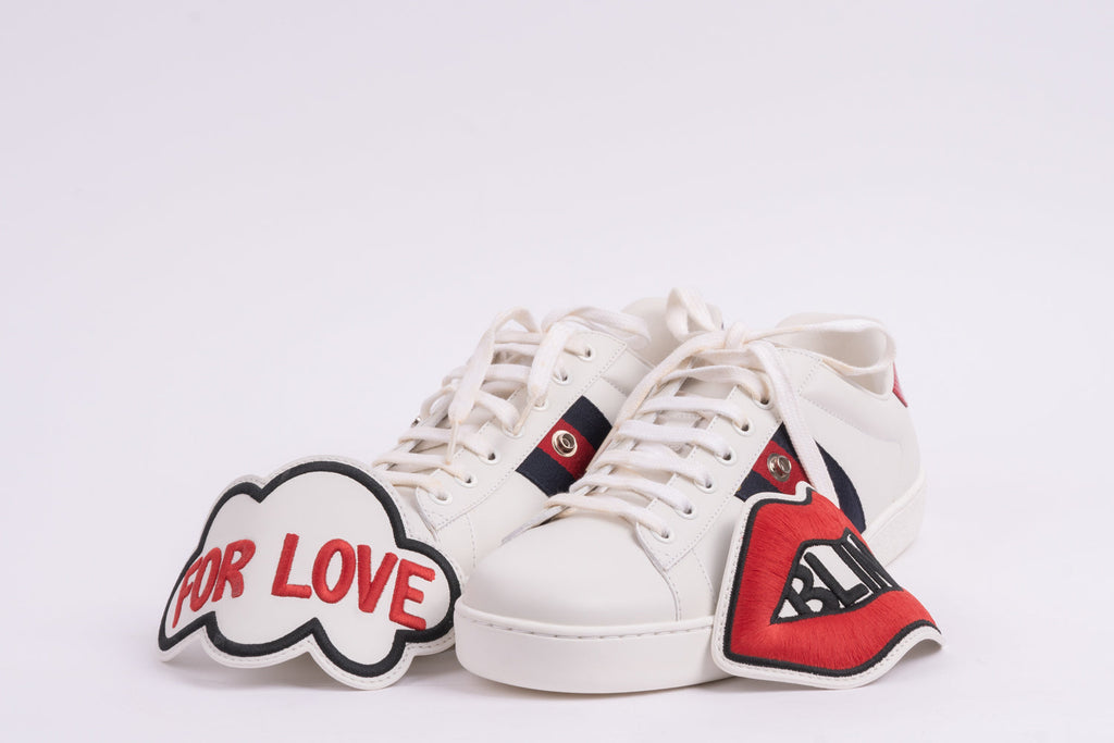 Gucci White Leather 'Blind In Love' Ace Low-Top Sneaker-41