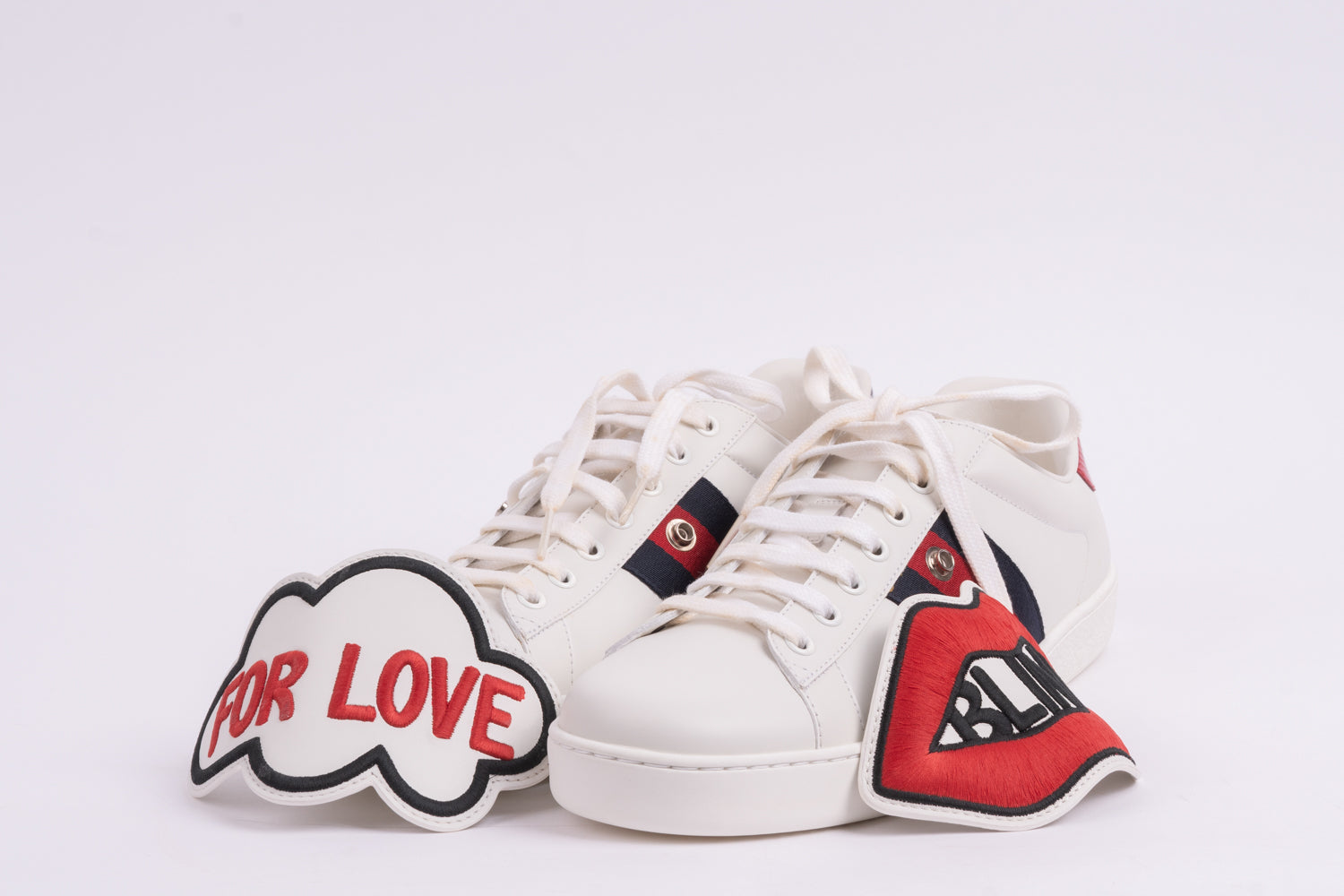Gucci White Leather 'Blind In Love' Ace Low-Top Sneaker-41
