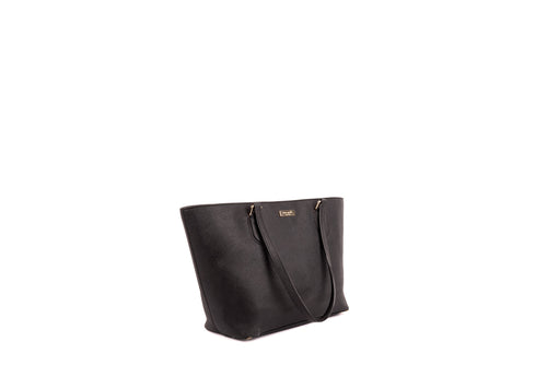 Black Leather Zip Tote