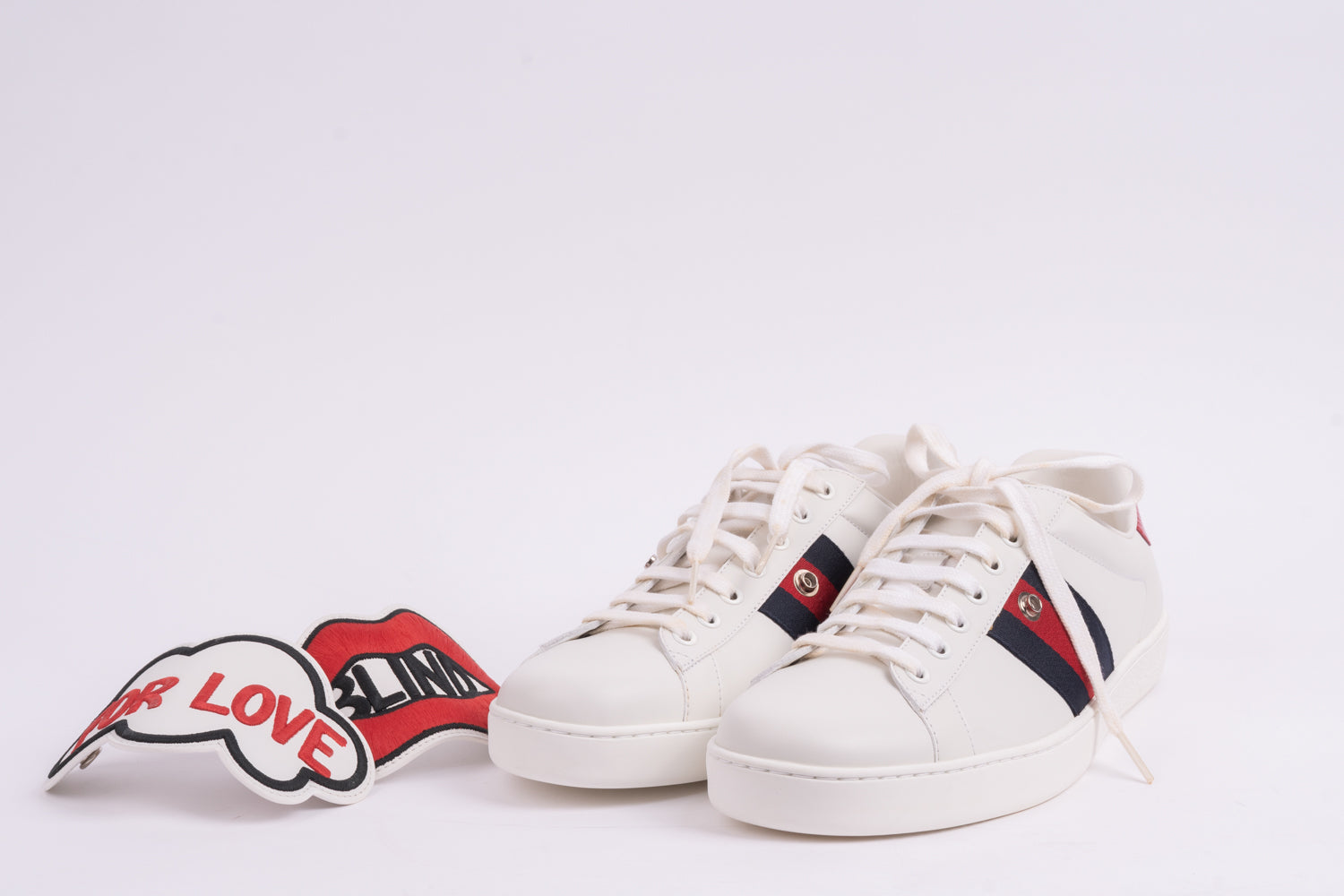 Gucci White Leather 'Blind In Love' Ace Low-Top Sneaker-41