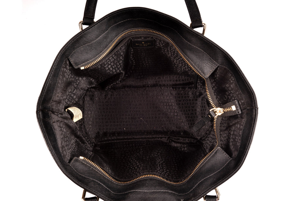 Black Leather Zip Tote