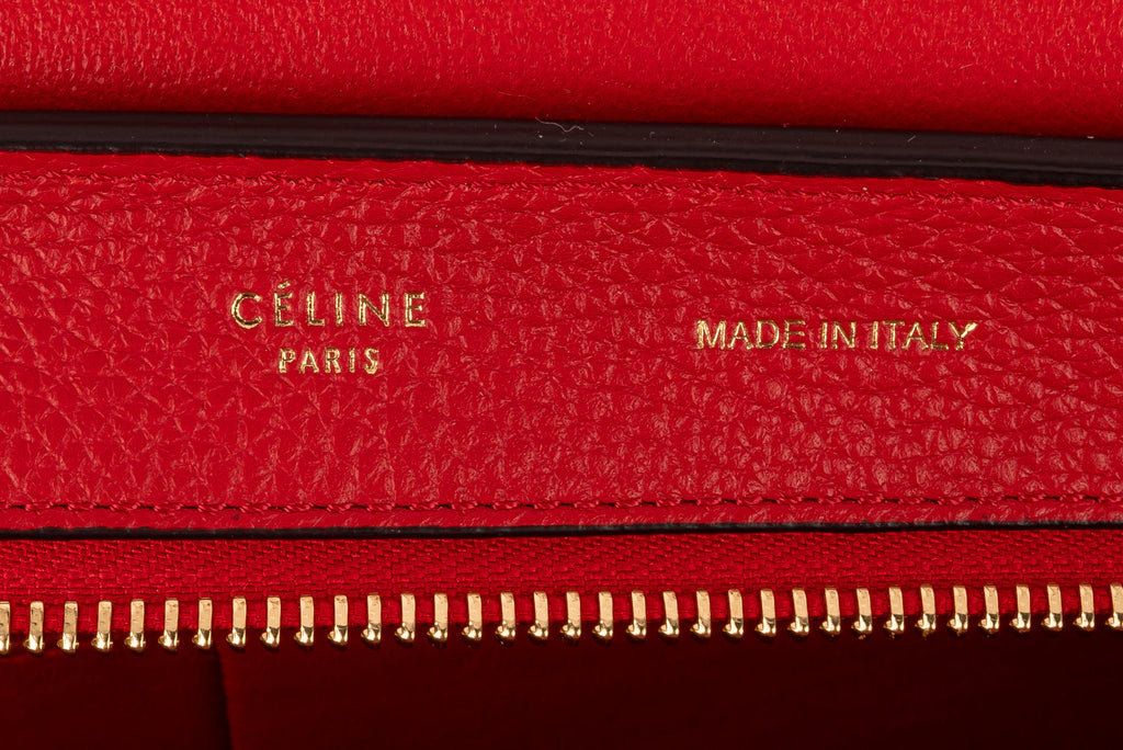 Red Leather and Suede Medium Trapeze Bag