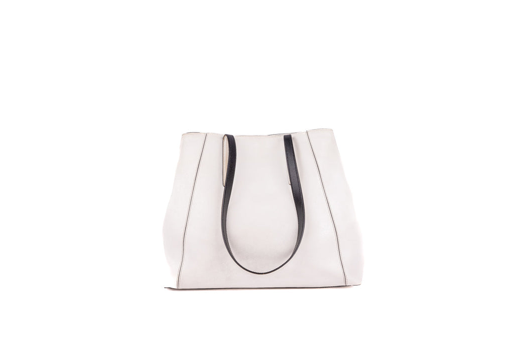 H Logo Pocket Leather Shopping Bag