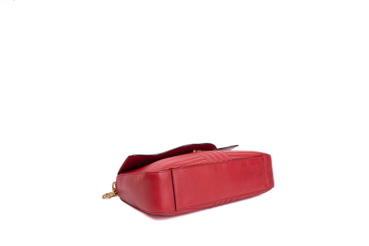 Red Quilted Leather Bamboo Leopard Top Handle Bag