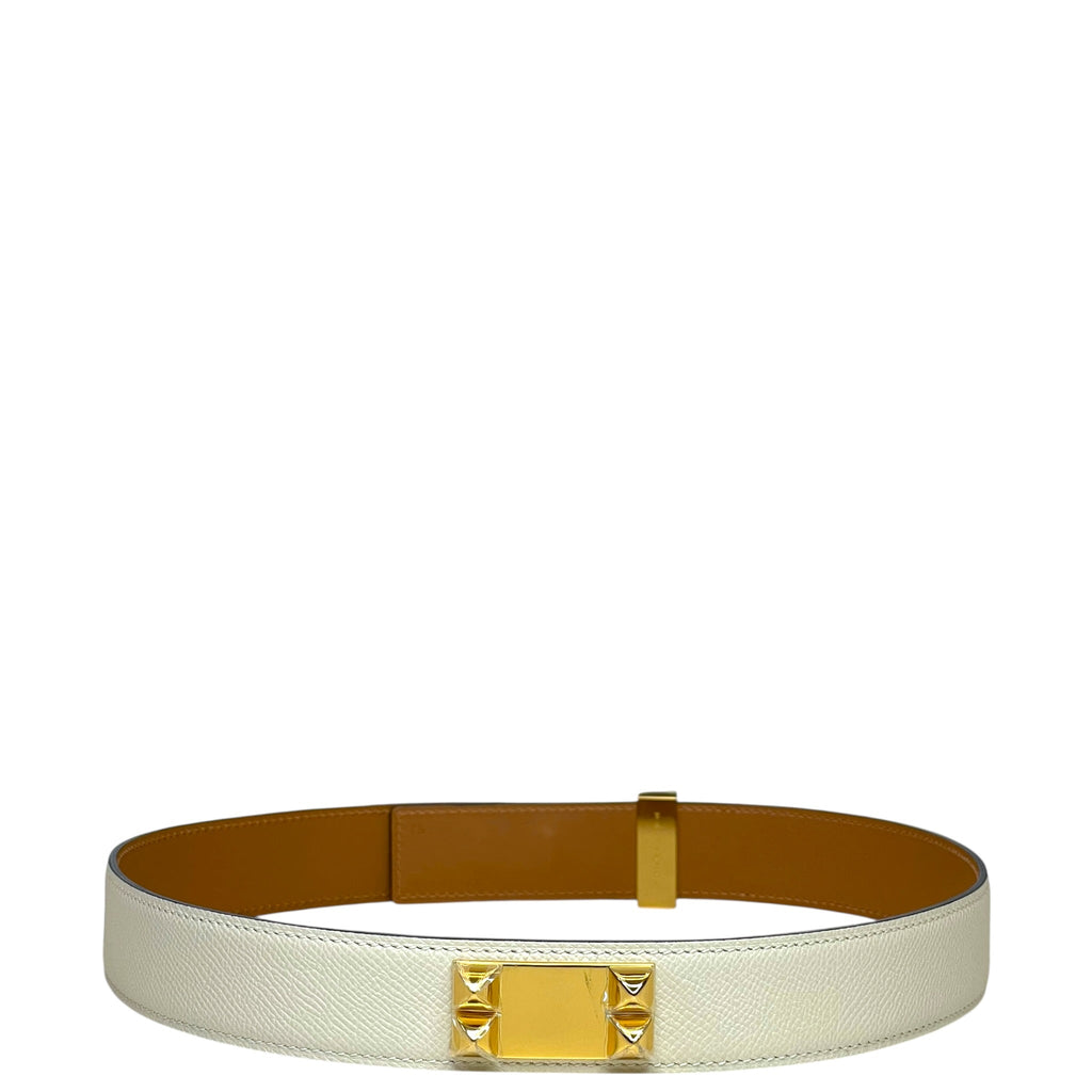 Hermès Collier de Chien 32 Belt White Epsom GHW 75 cm