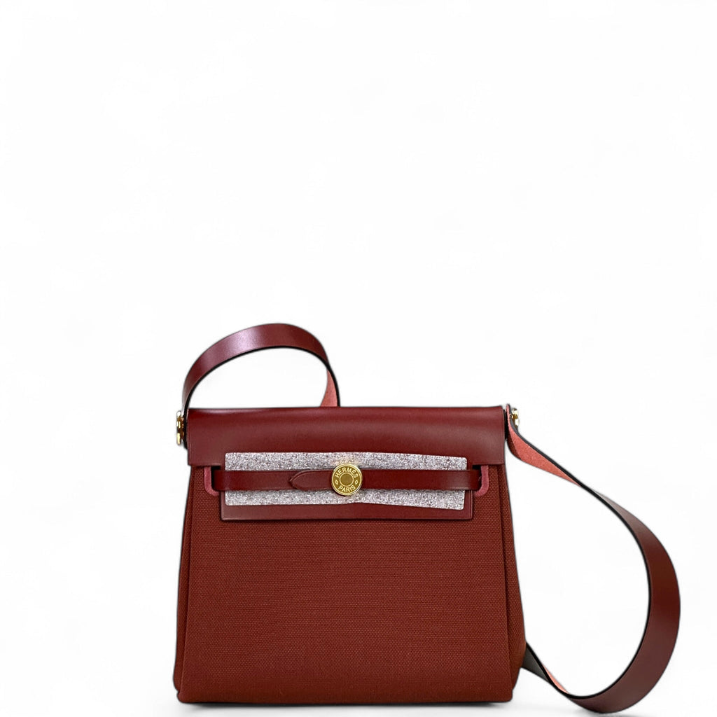 Hermès Mini Herbag Zip 20 Rouge H Canvas GHW