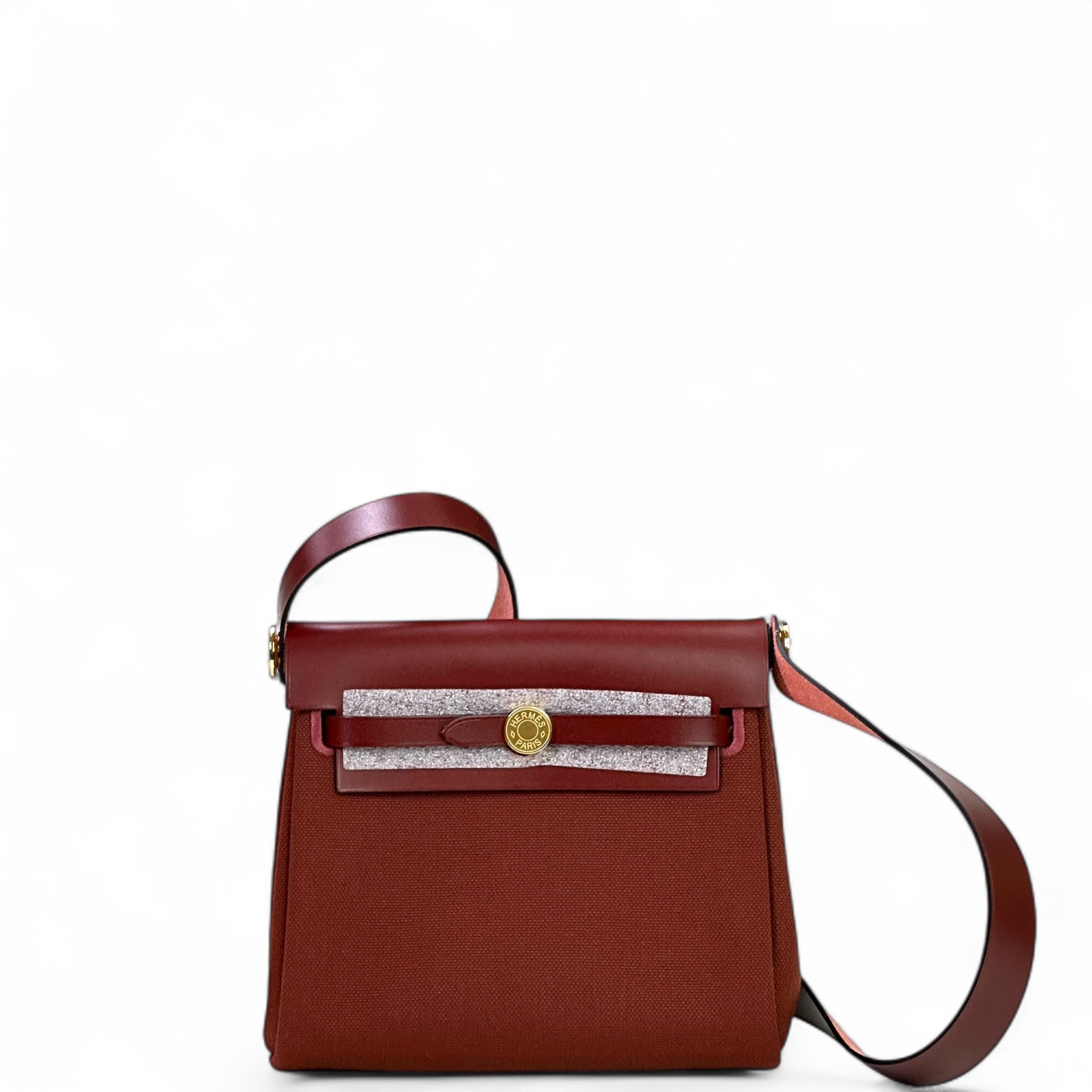 Hermès Mini Herbag Zip 20 Rouge H Canvas GHW