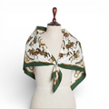 Hermès Scarf Carré 90 "Reprise" Green White Silk