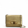 Salvatore Ferragamo Vara Bow Clutch Gold Leather