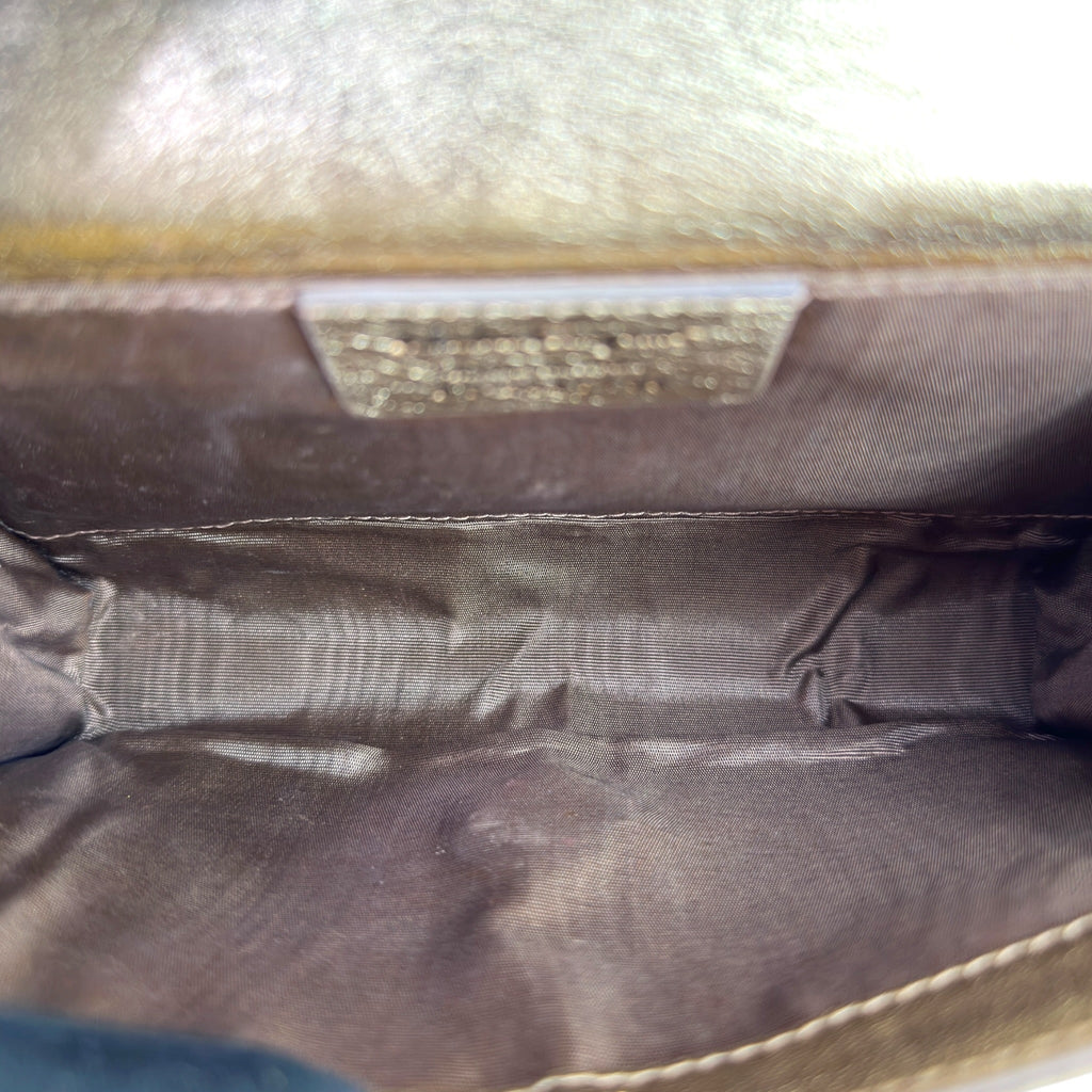Salvatore Ferragamo Vara Bow Clutch Gold Leather
