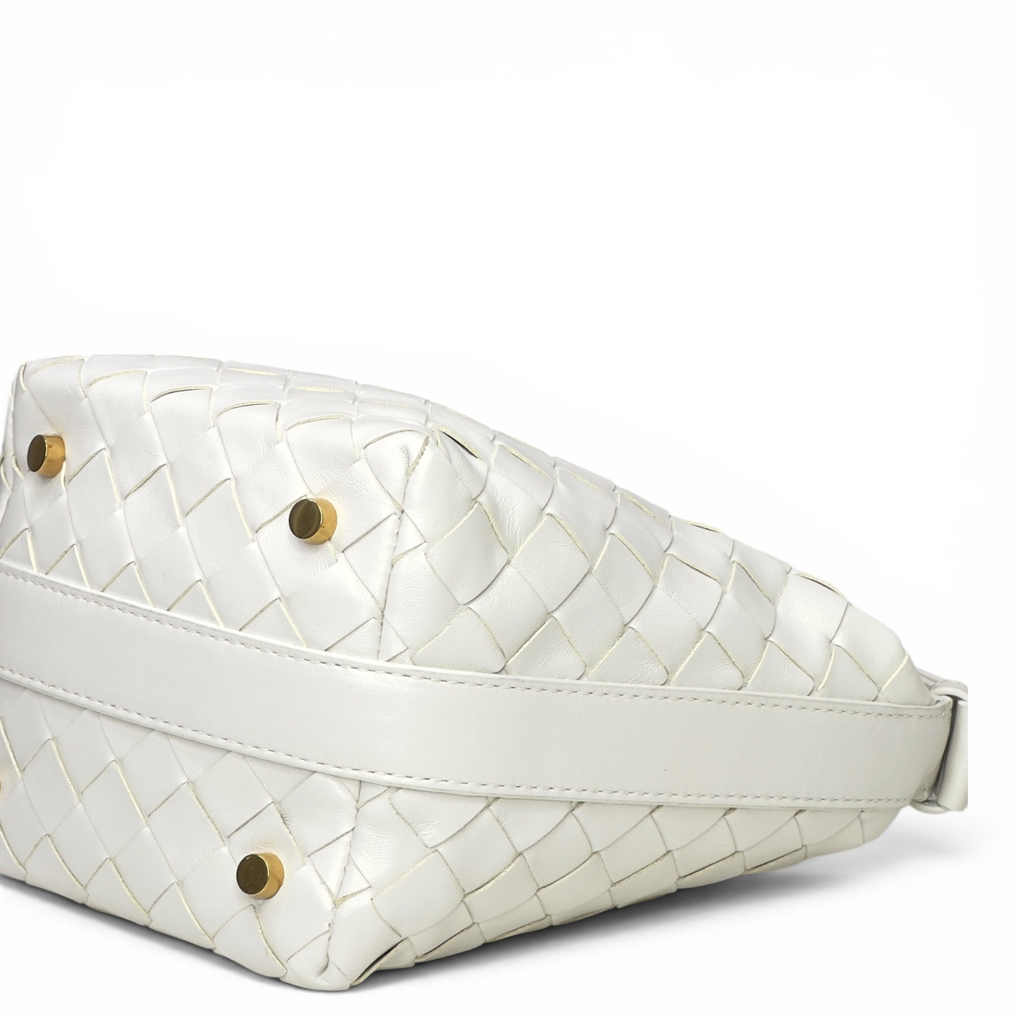 Bottega Veneta Candy Wallace Bag White Nappa Intrecciato Leather