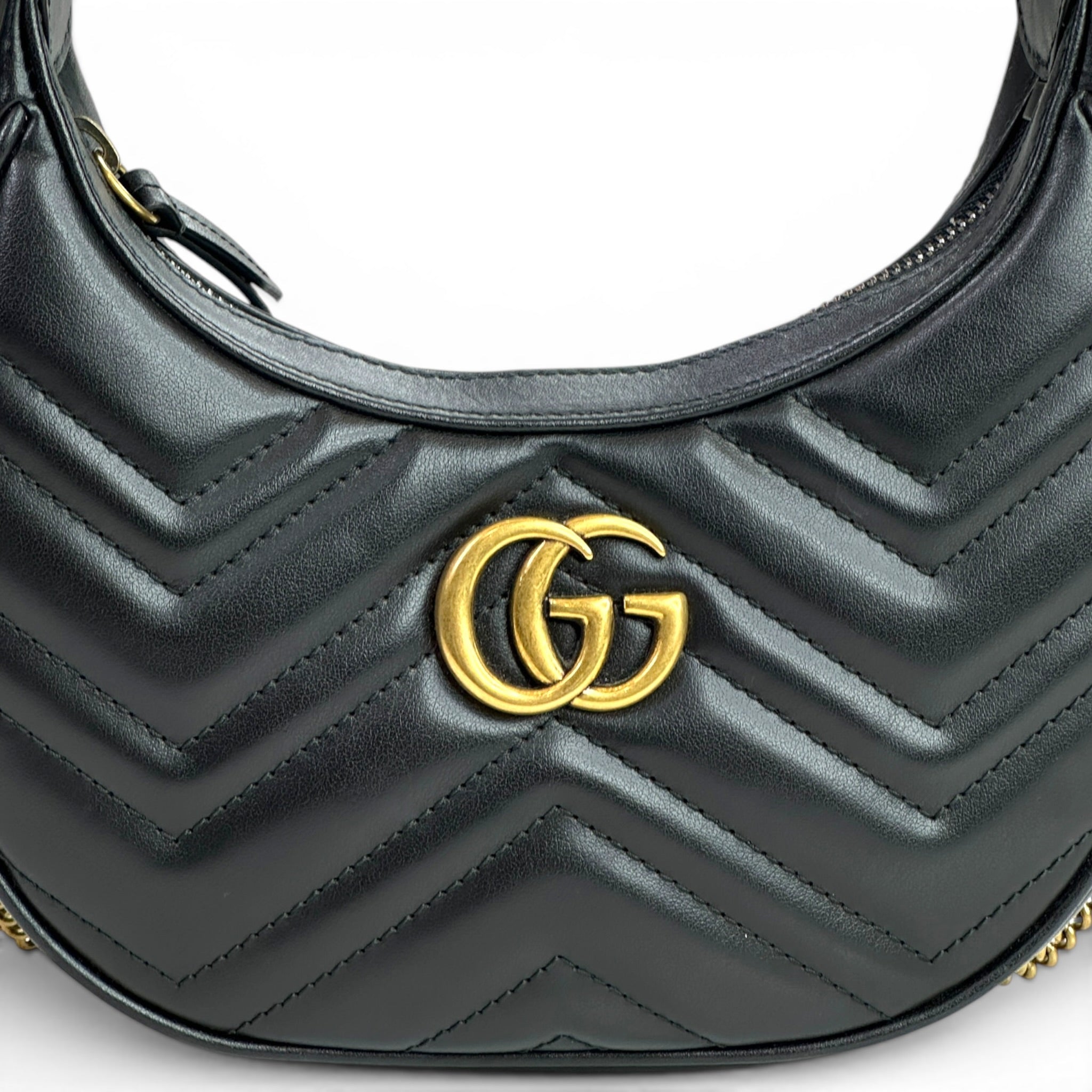 Gucci GG Marmont Shoulder Bag Mini Black Matelassé Chevron