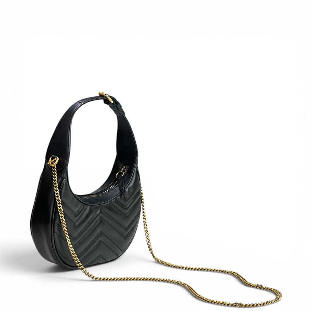 Gucci GG Marmont Shoulder Bag Mini Black Matelassé Chevron