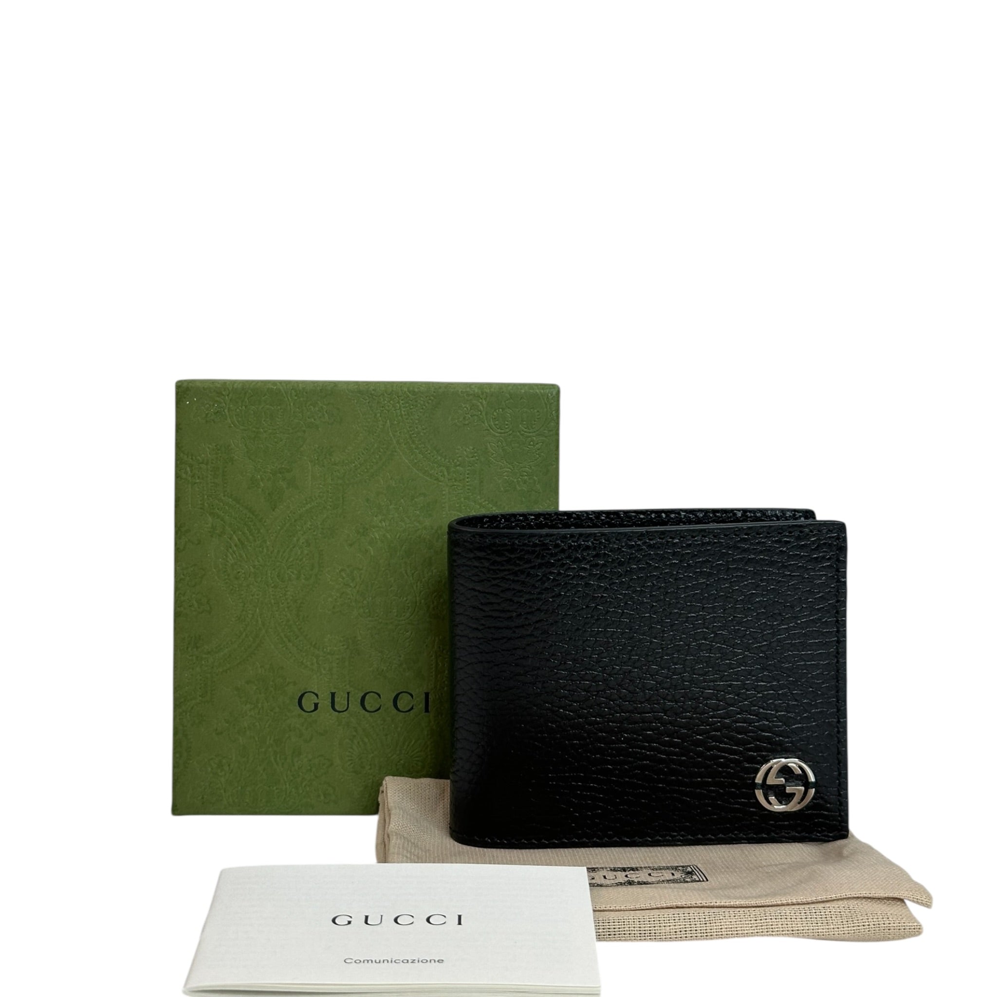 Gucci Interlocking GG Bifold Wallet Black Leather