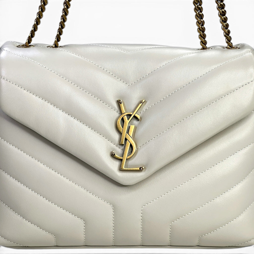 Saint Laurent Loulou Shoulder Bag Small White Matelassé Lambskin