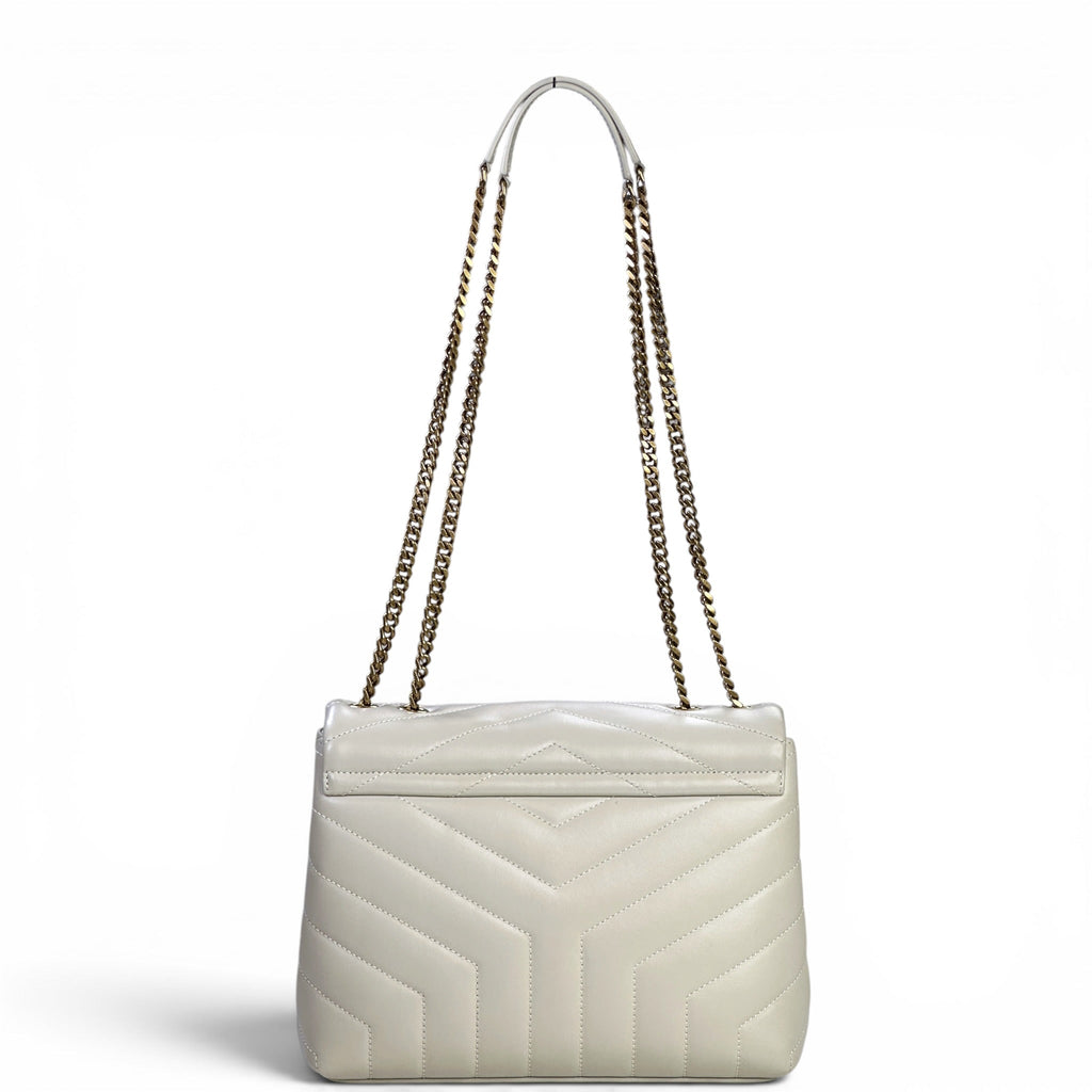 Saint Laurent Loulou Shoulder Bag Small White Matelassé Lambskin