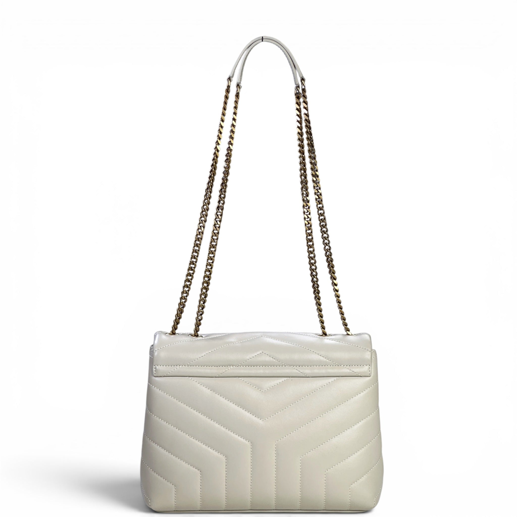 Saint Laurent Loulou Shoulder Bag Small White Matelassé Lambskin