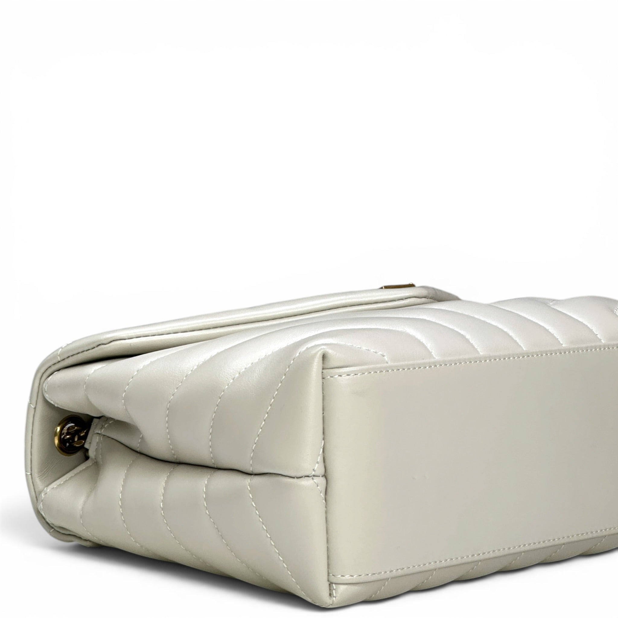 Saint Laurent Loulou Shoulder Bag Small White Matelassé Lambskin