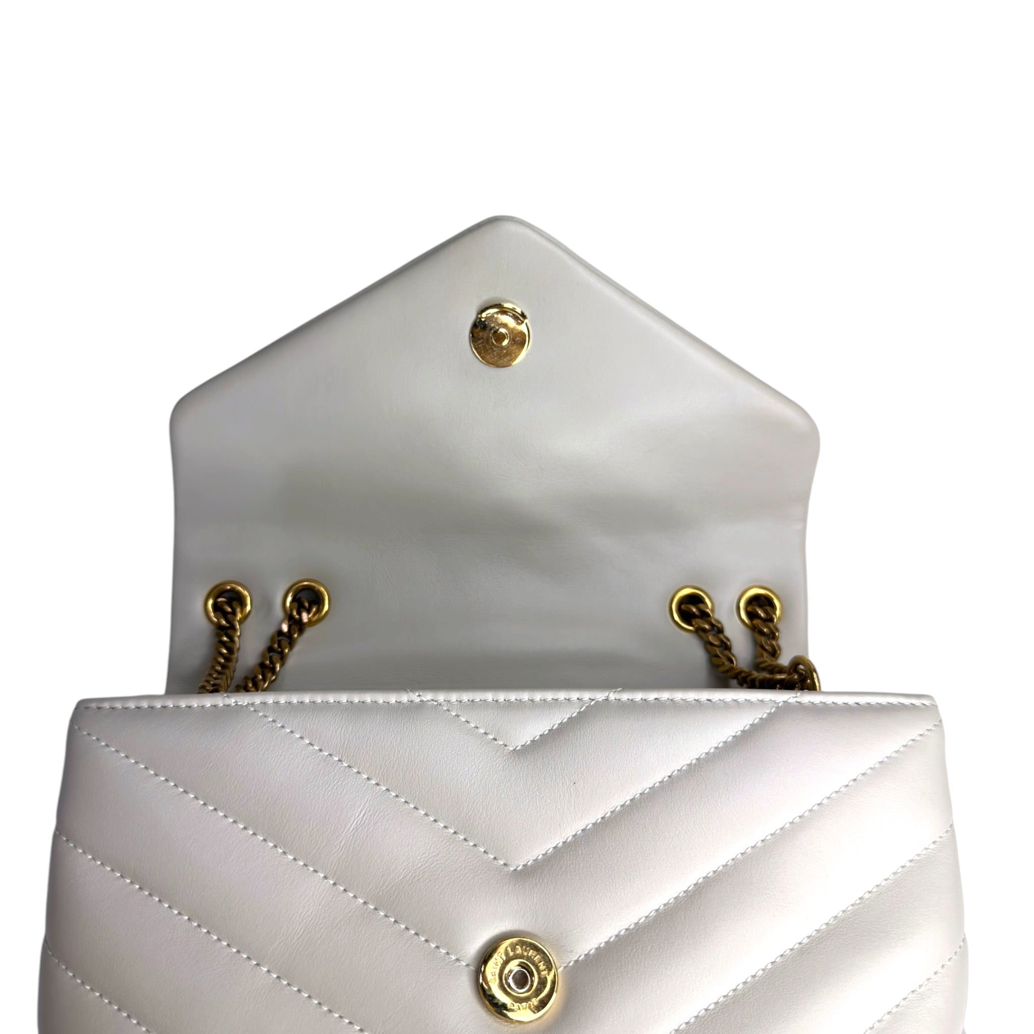 Saint Laurent Loulou Shoulder Bag Small White Matelassé Lambskin