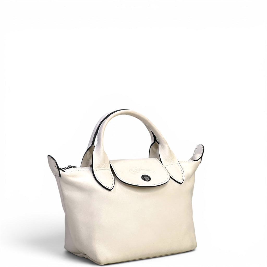Longchamp Le Pliage Xtra XS Handbag White Cowhide Leather