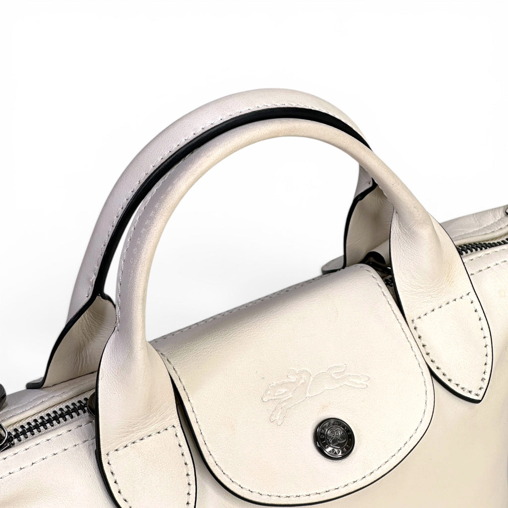 Longchamp Le Pliage Xtra XS Handbag White Cowhide Leather