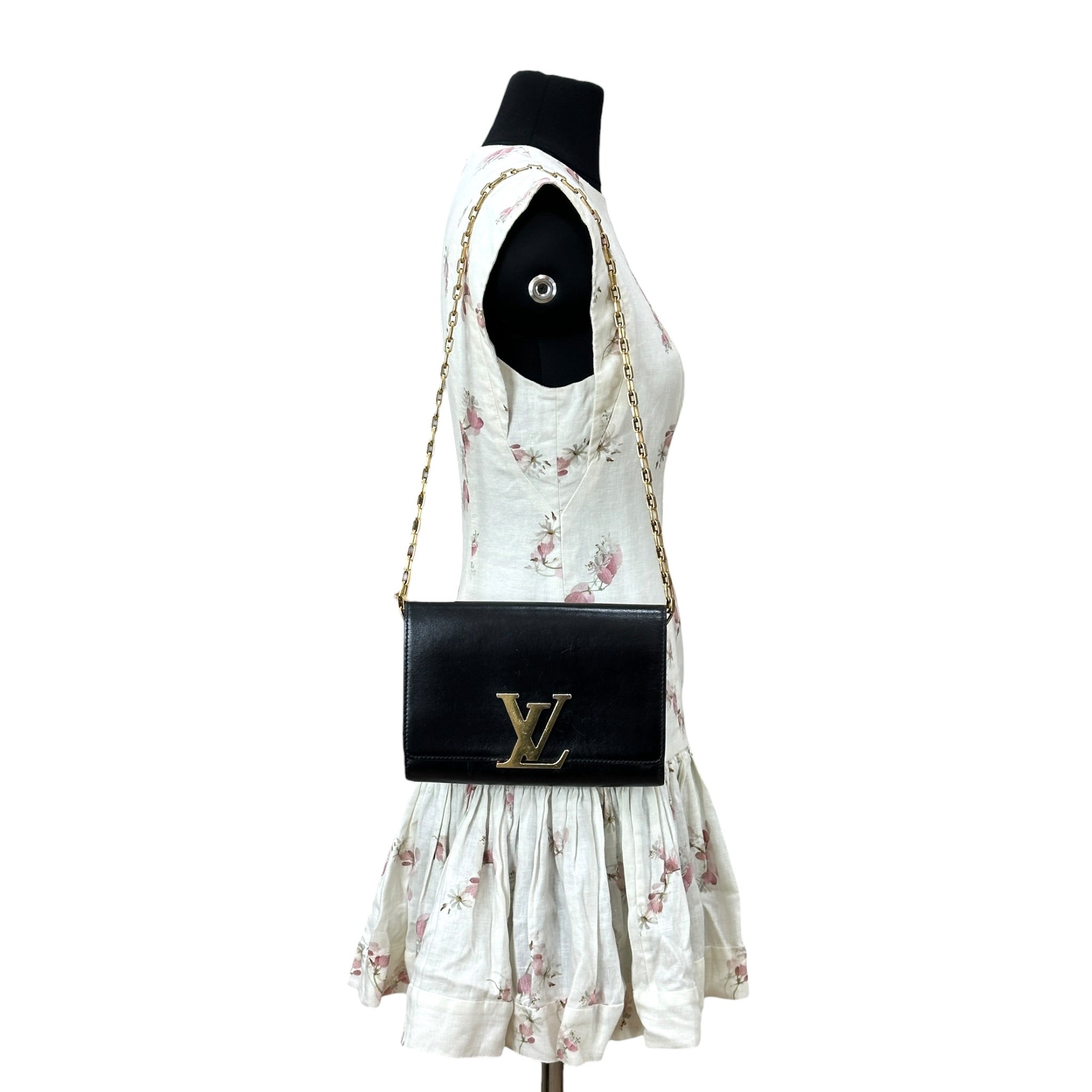 Louis Vuitton Chain Louise GM Bag Black Leather