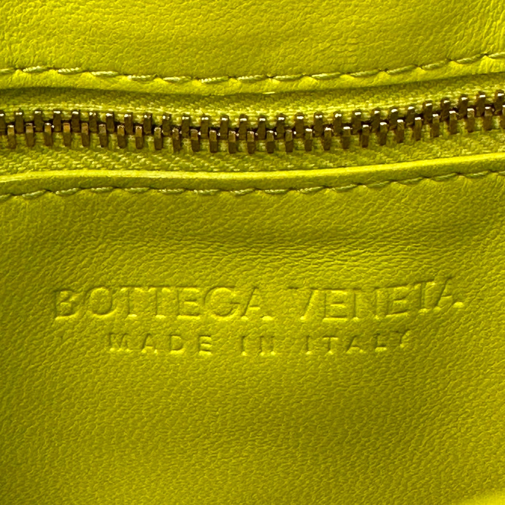 Bottega Veneta Padded Cassette Chain Bag Neon Green Lambskin