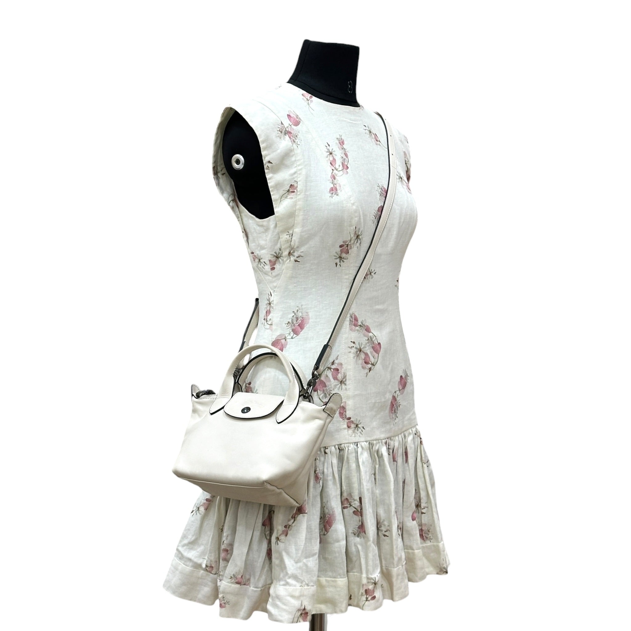 Longchamp Le Pliage Xtra XS Handbag White Cowhide Leather