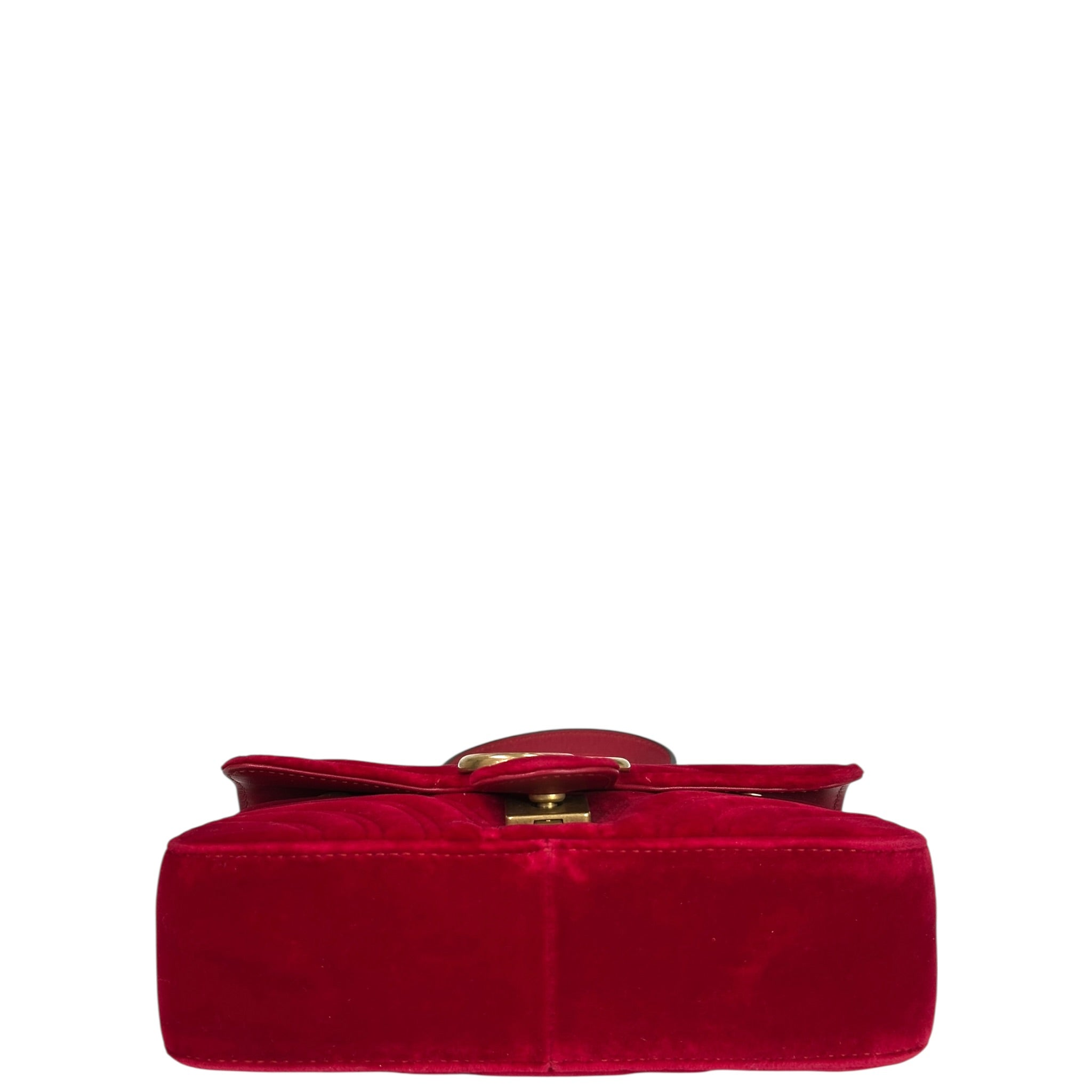 Gucci GG Marmont Mini Flap Bag Red Matelassé Velvet