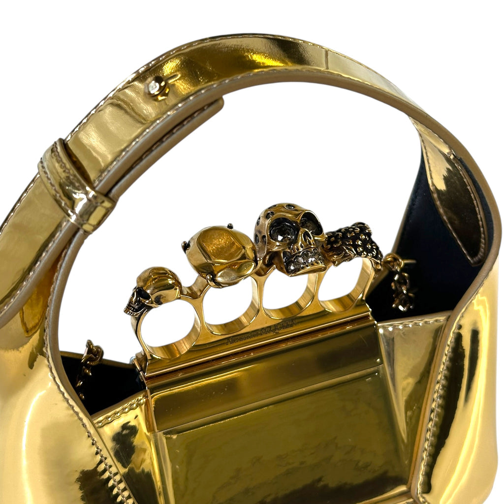 Alexander McQueen The Jewelled Knuckle Bag Gold Leather