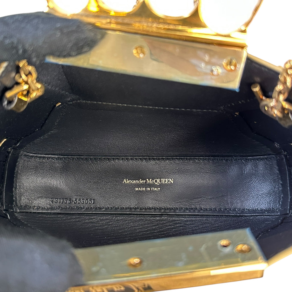 Alexander McQueen The Jewelled Knuckle Bag Gold Leather