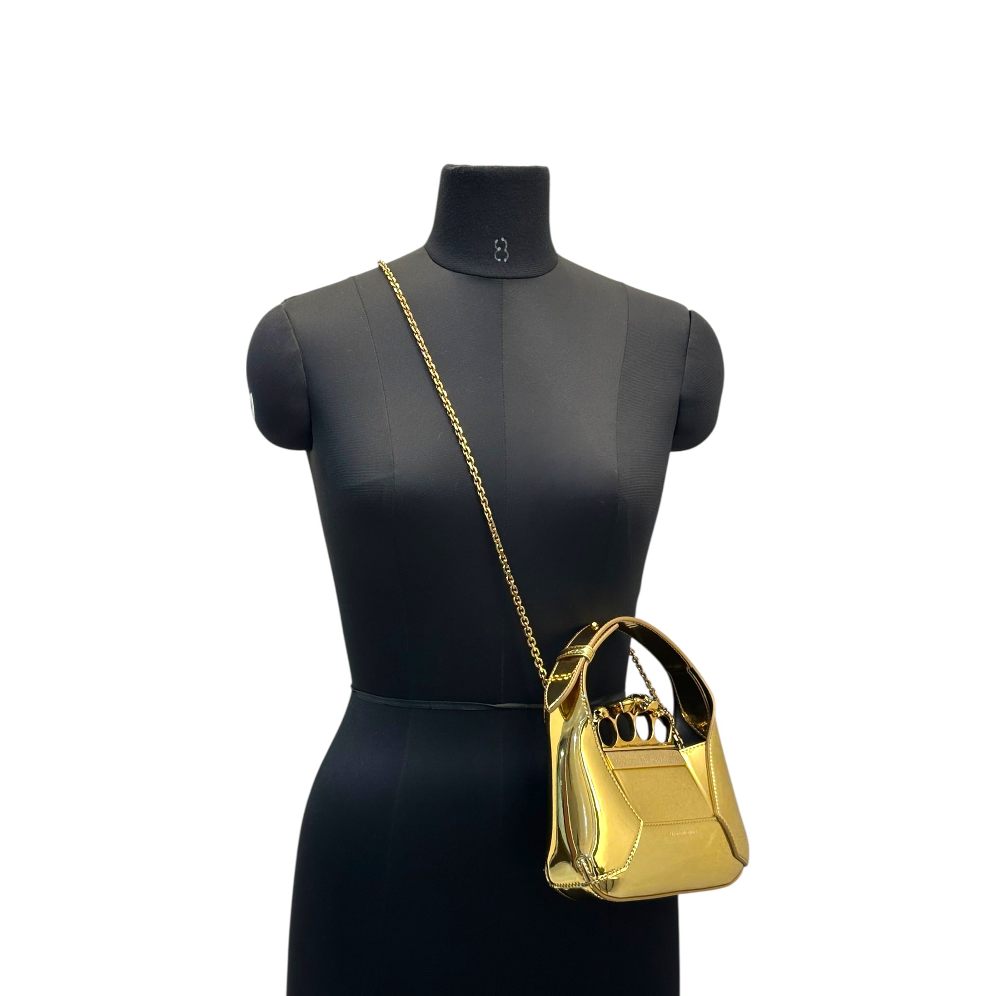 Alexander McQueen The Jewelled Knuckle Bag Gold Leather