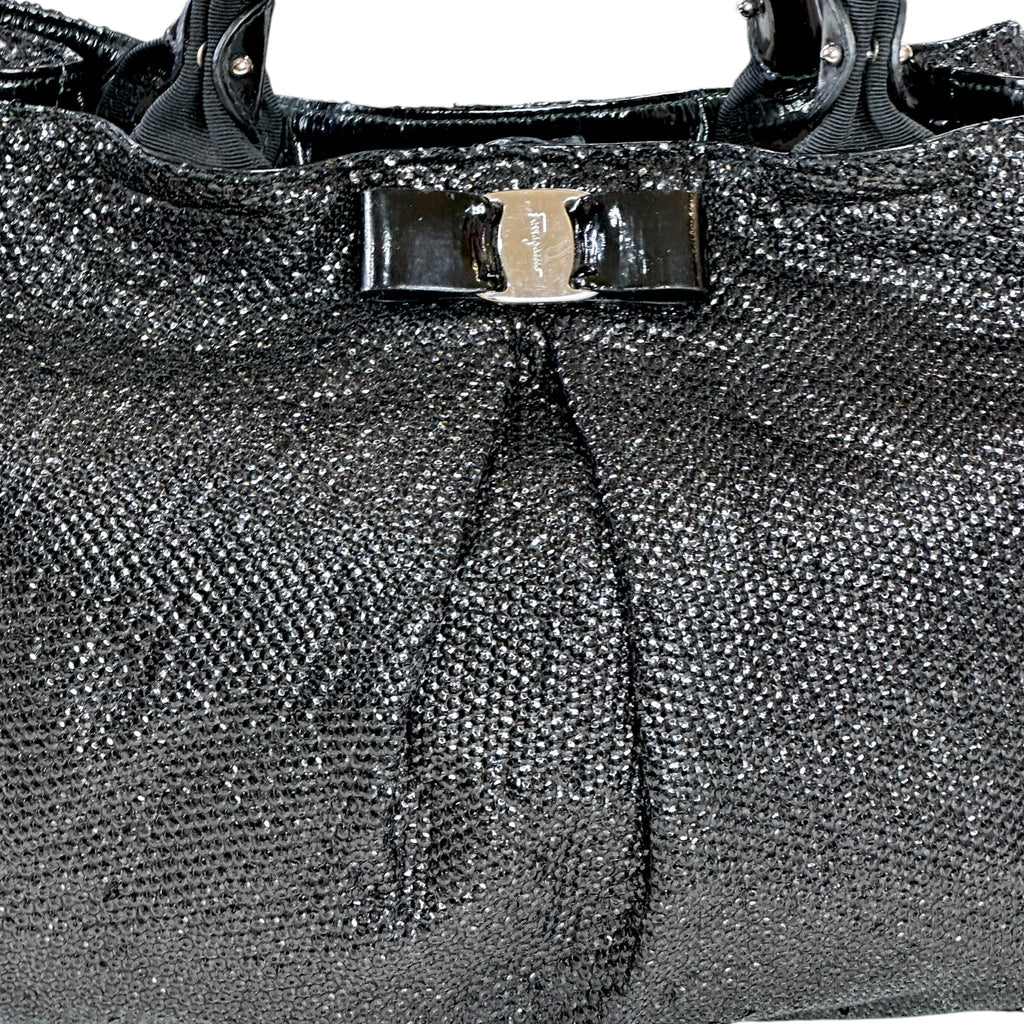 Salvatore Ferragamo Vara Bow Top Handle Bag Black