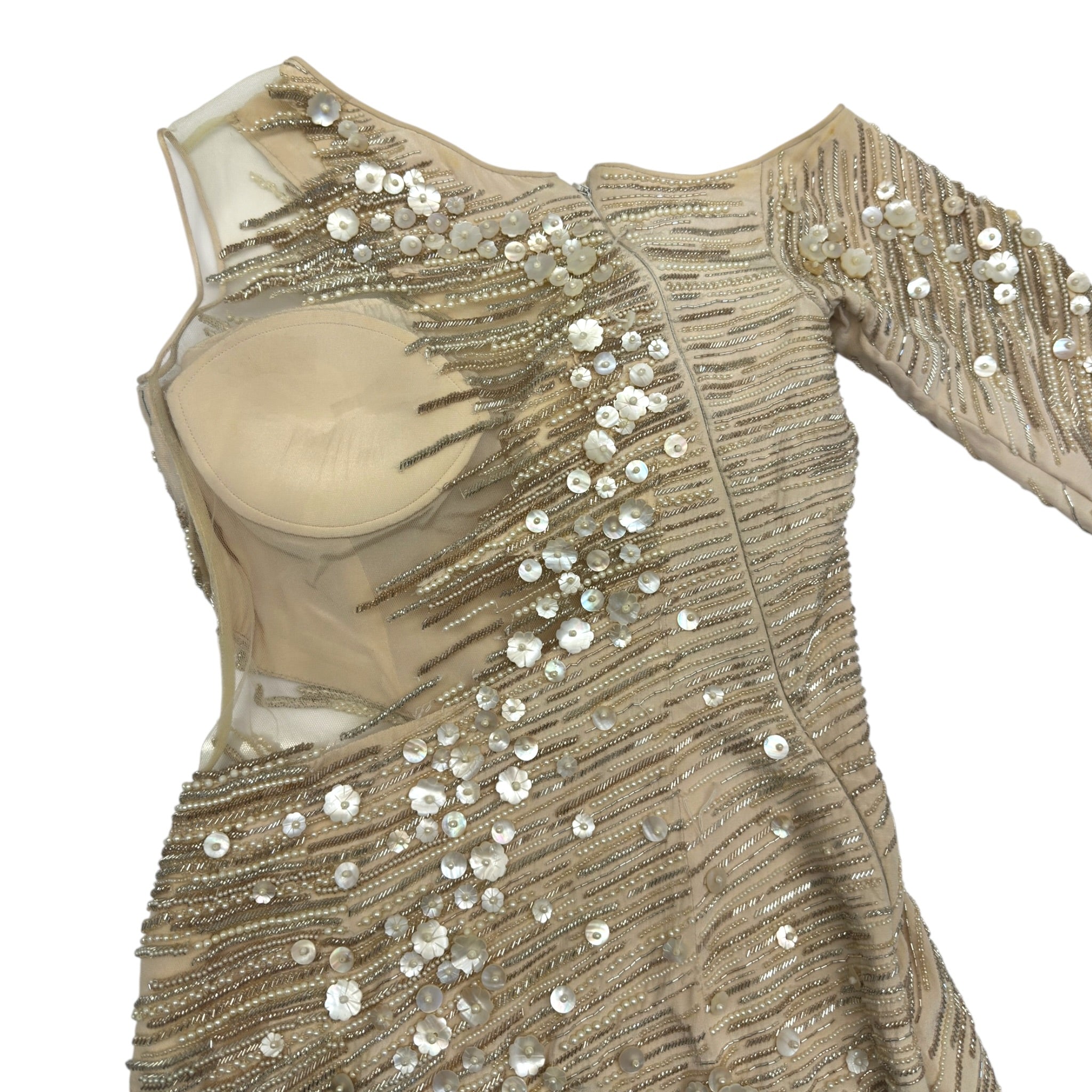 Gaurav Gupta Fish Cut Ivory One Shoulder Gown S