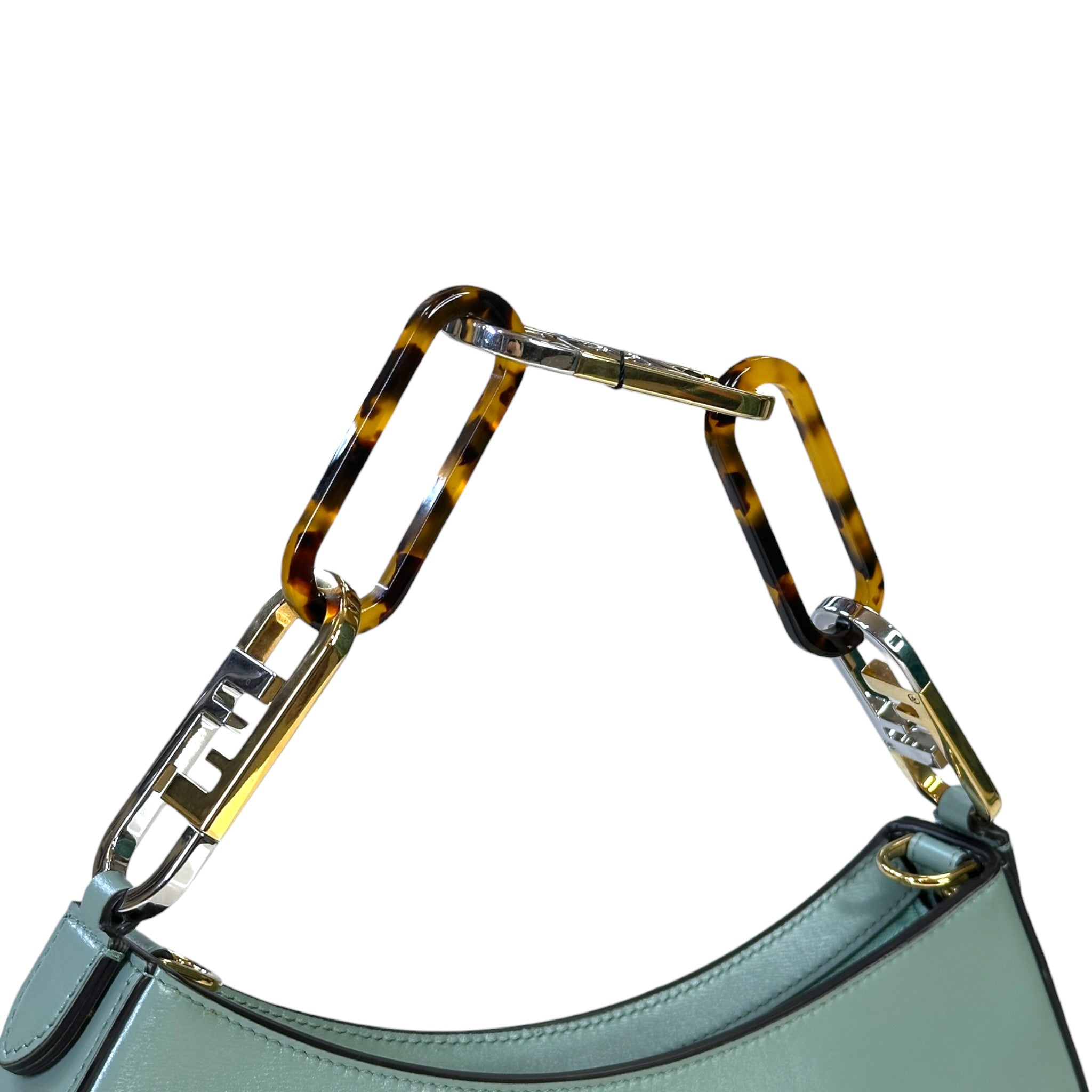 Fendi O'Lock Swing Shoulder Bag Light Blue Leather