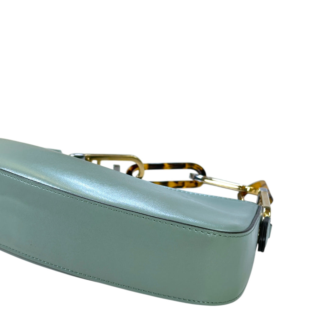 Fendi O'Lock Swing Shoulder Bag Light Blue Leather