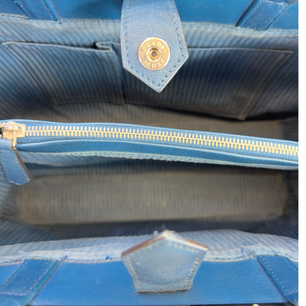 Fendi 2Jours Tote Medium Blue Cobalto Leather