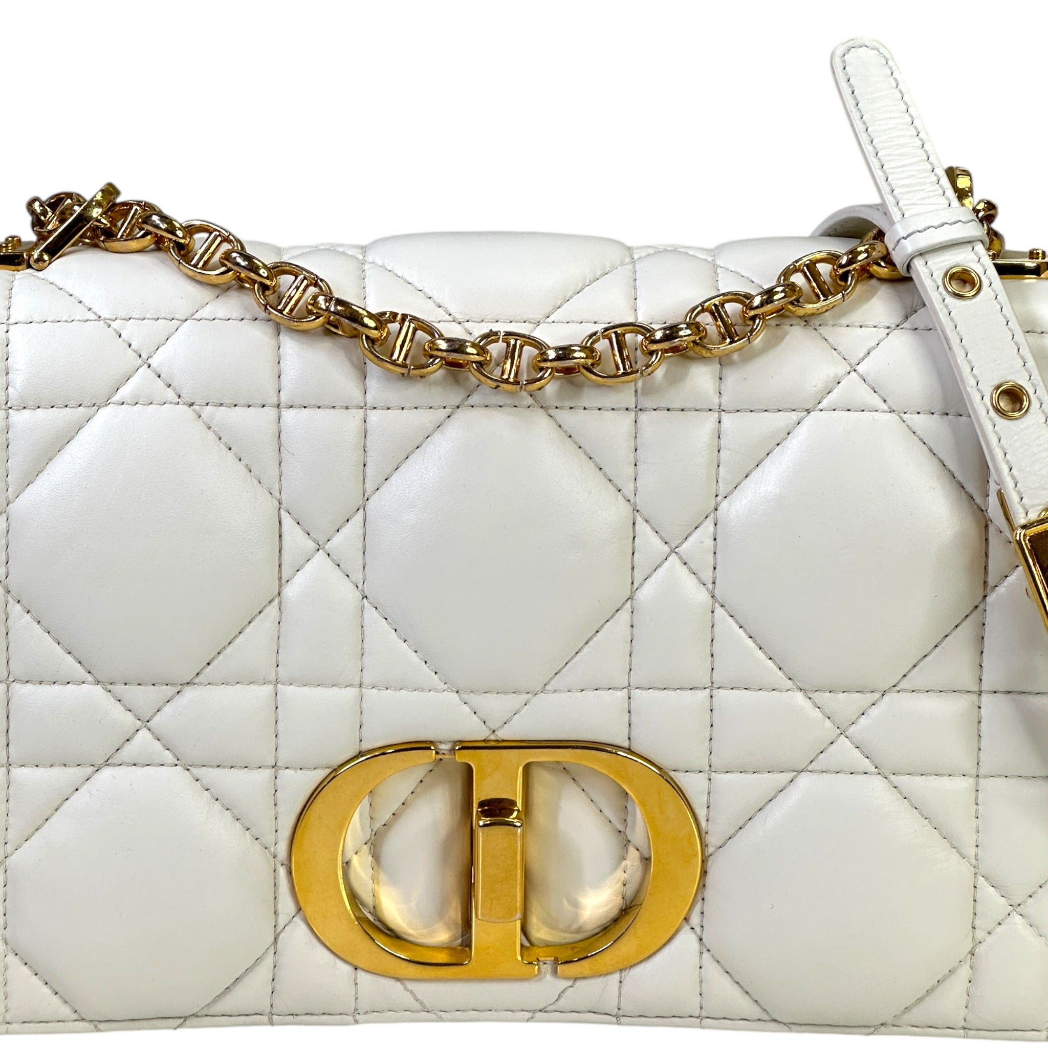 Christian Dior Caro Bag White Cannage Calfskin Leather