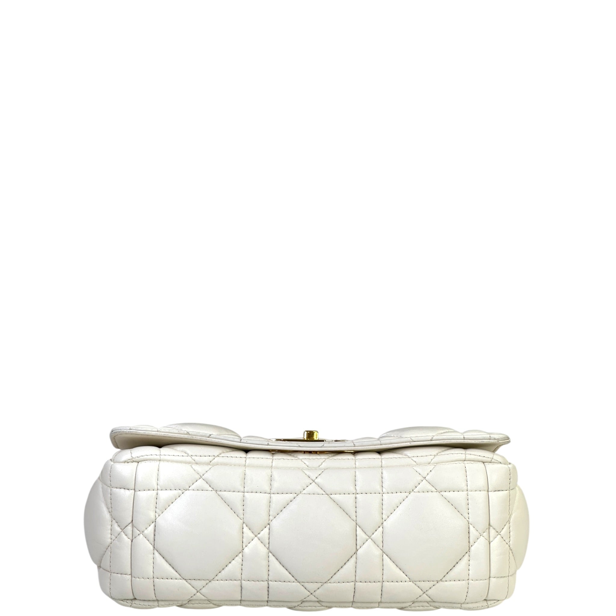 Christian Dior Caro Bag White Cannage Calfskin Leather