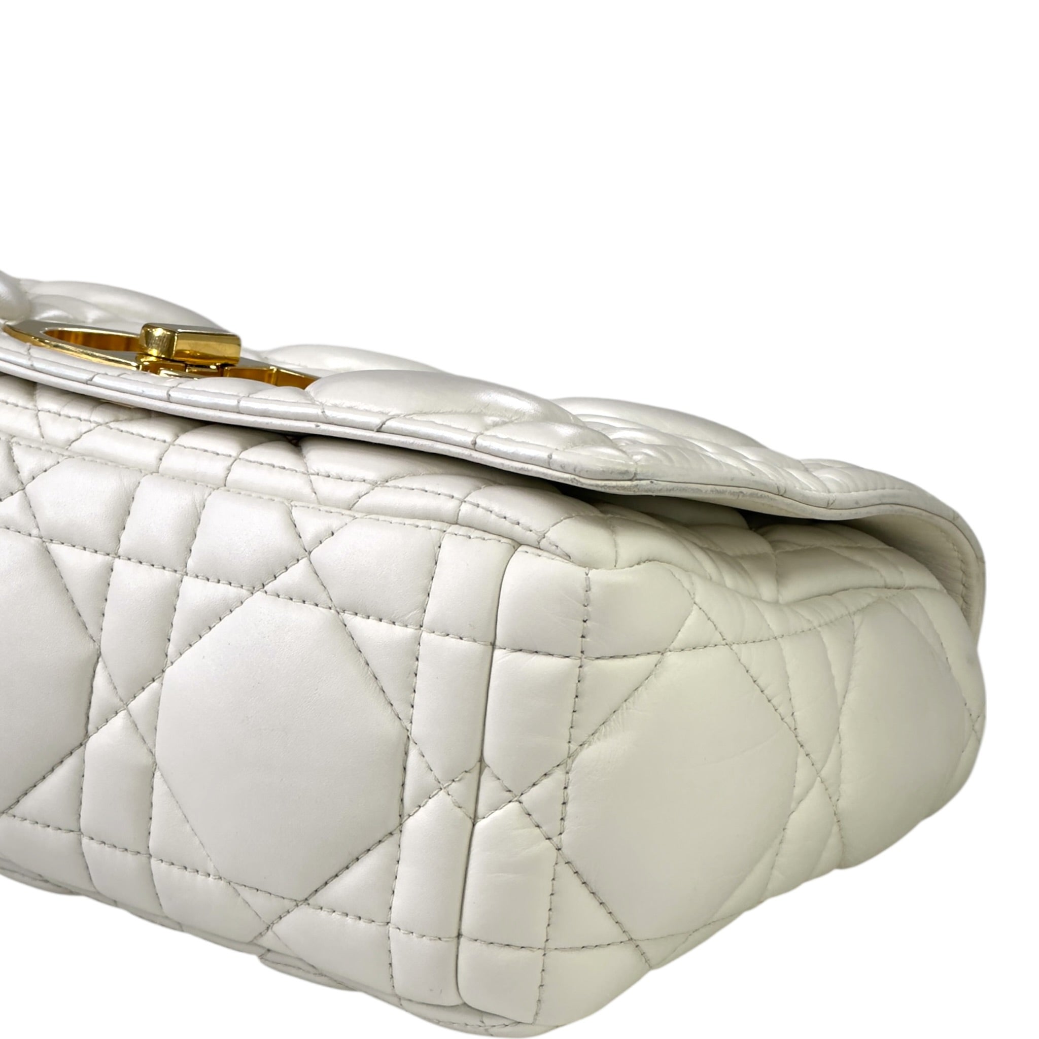 Christian Dior Caro Bag White Cannage Calfskin Leather