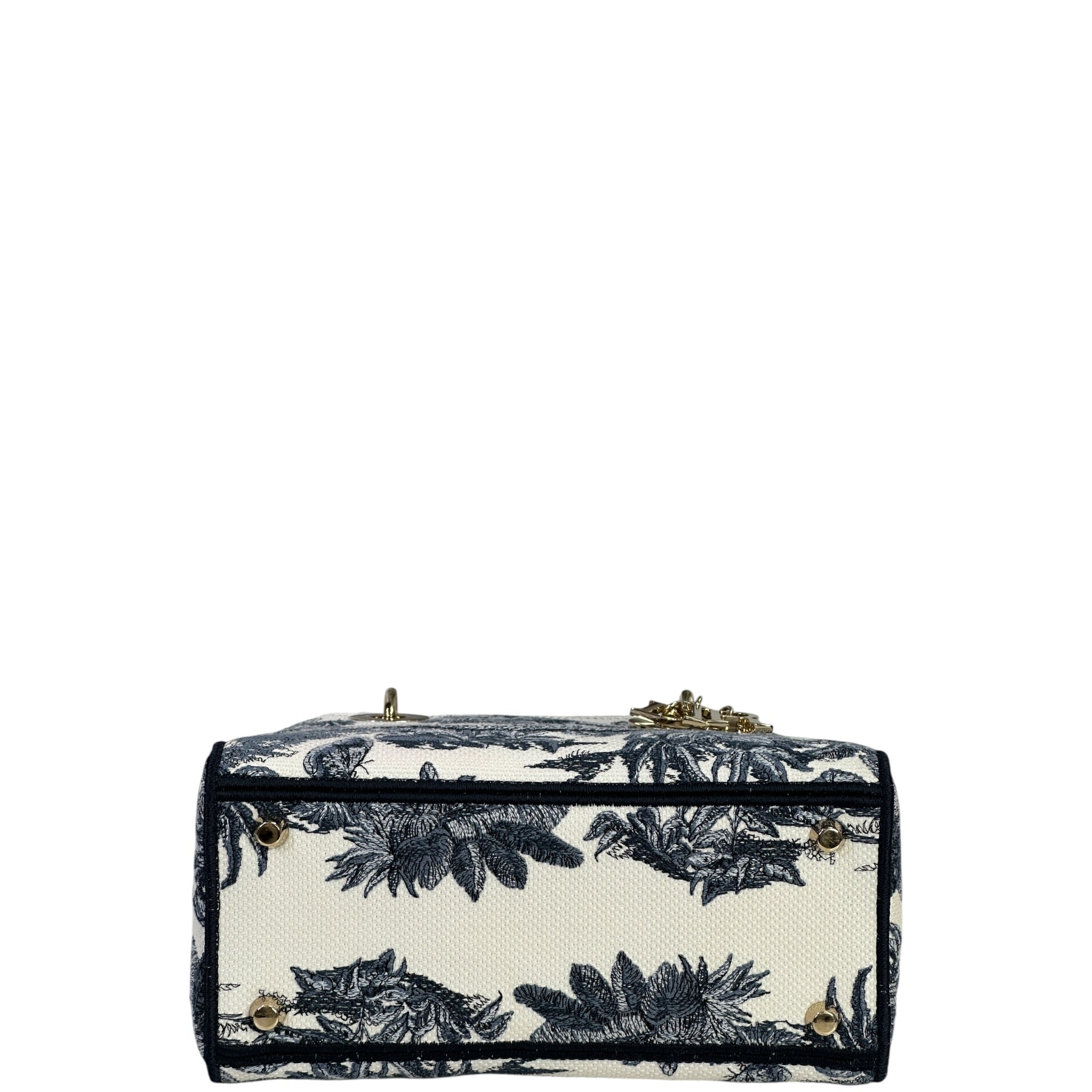 Christian Dior Lady D-Lite Bag Medium Toile de Jouy Blue White Canvas
