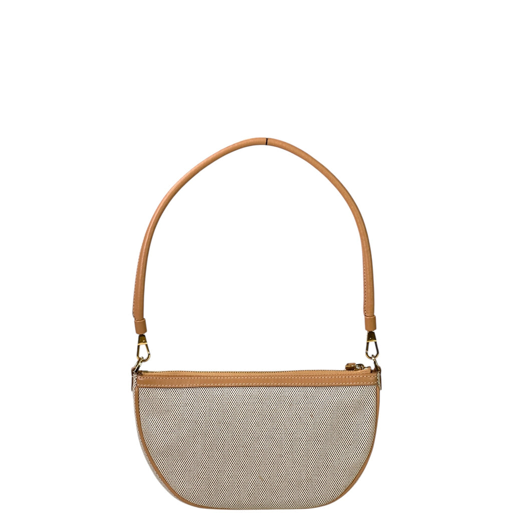 Burberry Olympia Bag Beige/Brown Canvas Leather Trim