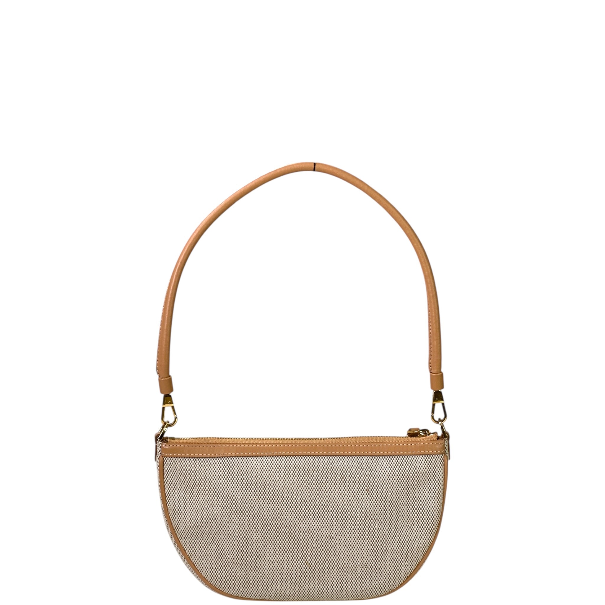 Burberry Olympia Bag Beige/Brown Canvas Leather Trim