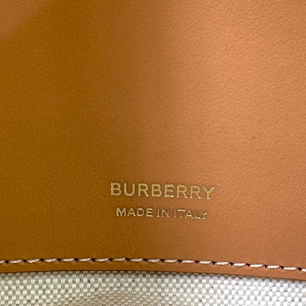 Burberry Olympia Bag Beige/Brown Canvas Leather Trim