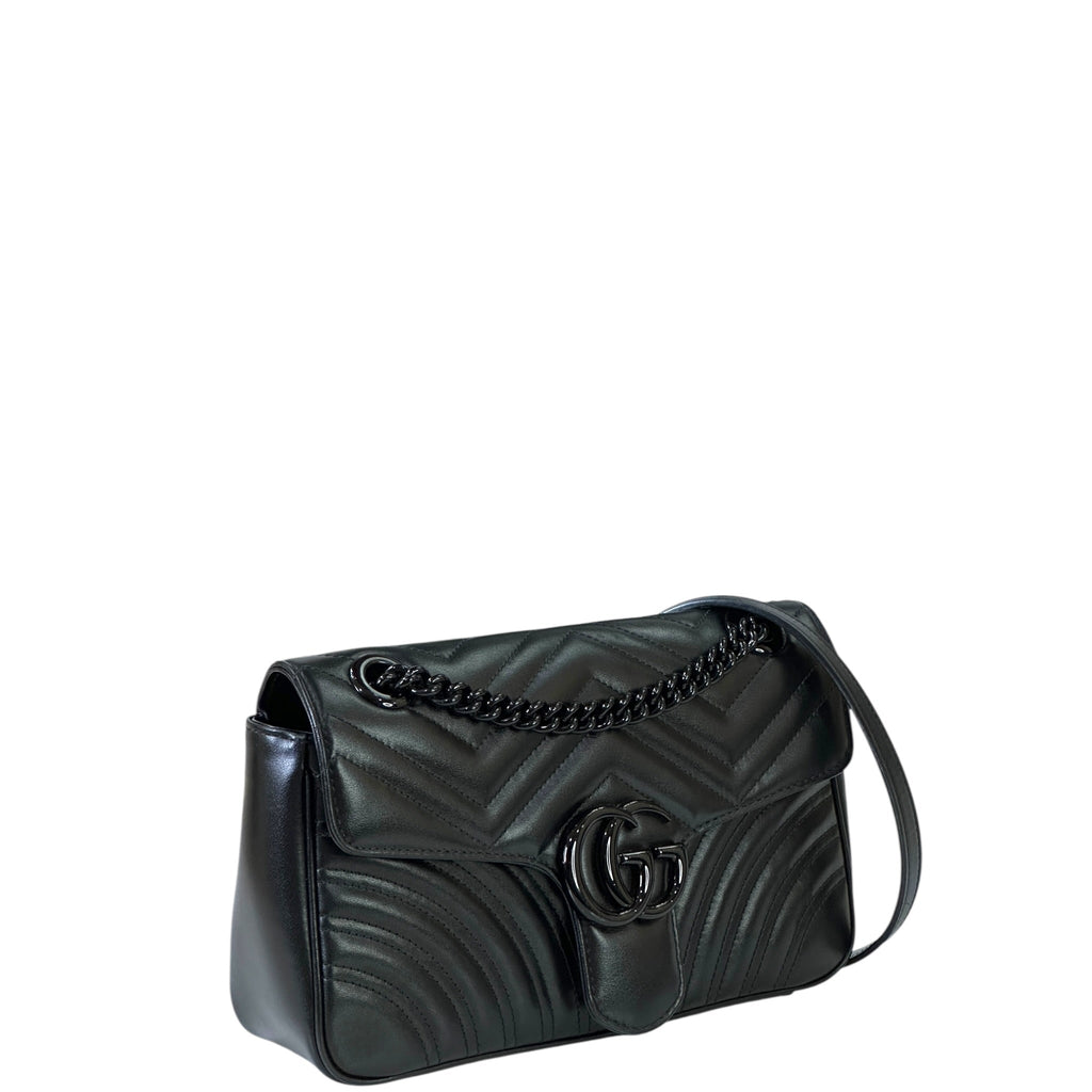 Gucci GG Marmont Shoulder Bag Small Black Matelassé Chevron